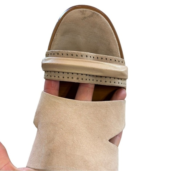 Halston Riley Owen Suede Beige Sandals Heels Women’s 7 1/2 Beach Summer Wedding - Picture 14 of 16